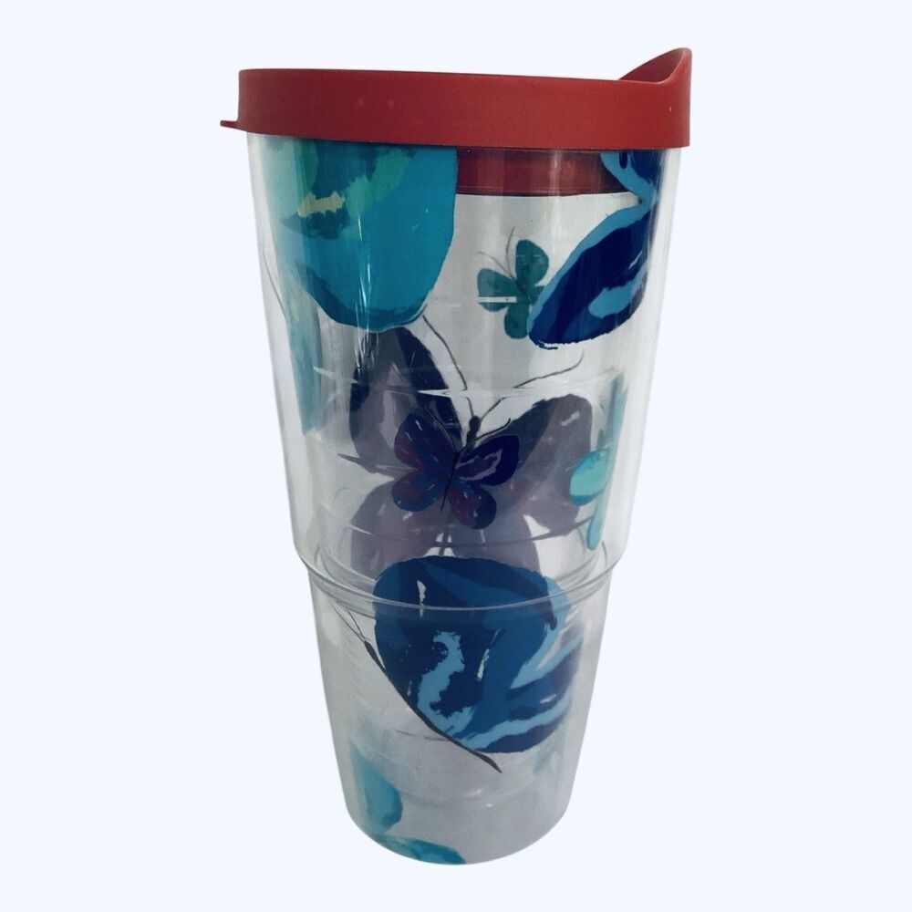 TERVIS Tumbler Purple Butterflies 24oz Dishwasher Safe With Lid Hot Or Cold Cup - Picture 5 of 6